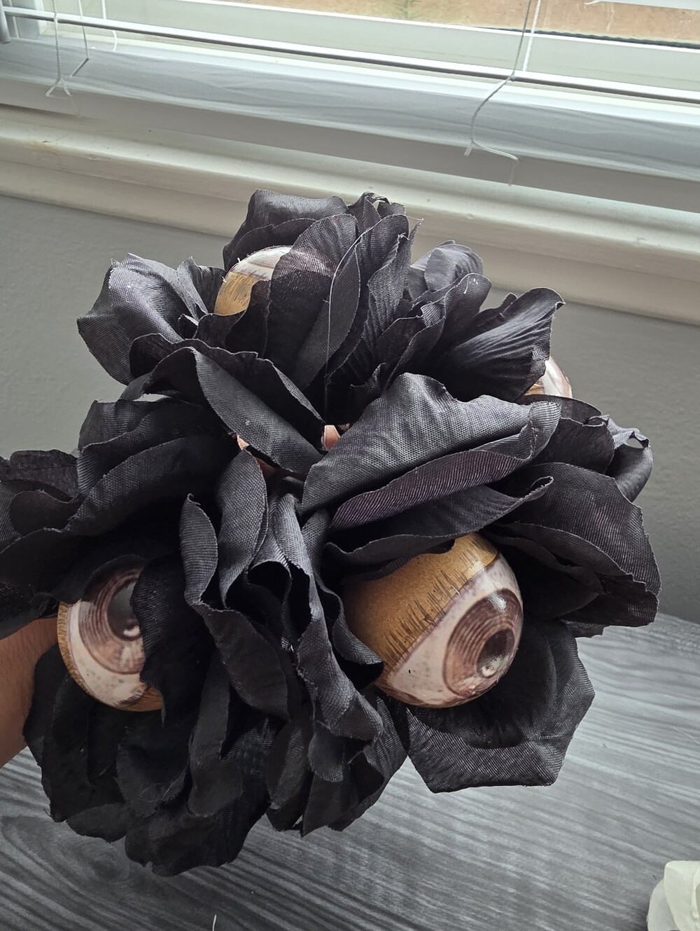 Ashland Black Faux Floral Bouquet with Faux Eyeballs